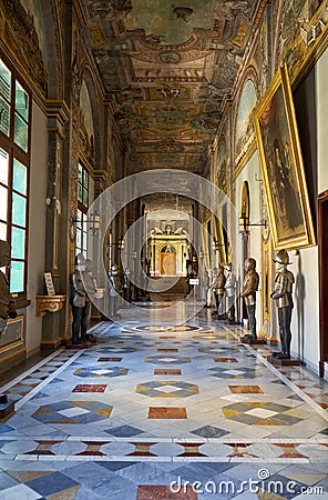 The armoury corridor on the main floor of the Grandmaster`s Pala Editorial Stock Photo