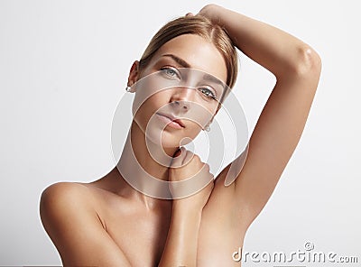 Armpit care of woman Stock Photo