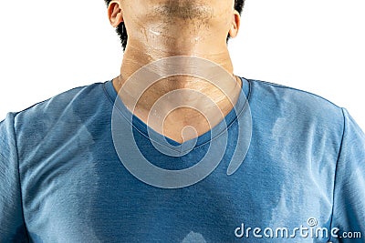 Armpit the sweat and male body odor white background Stock Photo