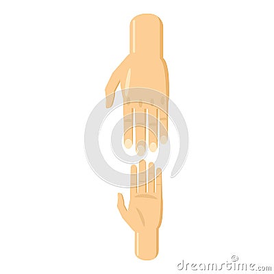 Arms of child and adult stretching towards icon Vector Illustration