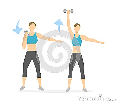 Arms exercise for women. Vector Illustration