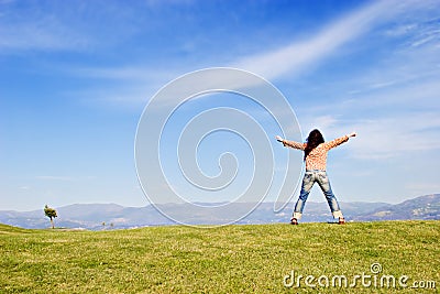 With arms wide open Stock Photo