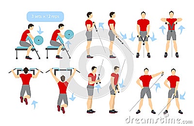 Arms workout set. Vector Illustration