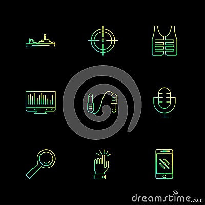 army , armour , awards , wars , air crafts , eps icons set vector Vector Illustration