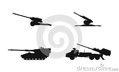 Army artillery system set. vector image for military concepts, infographics and web design Vector Illustration