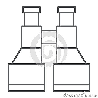 Army binoculars thin line icon, explore and military, lens sign, vector graphics, a linear pattern on a white background Vector Illustration