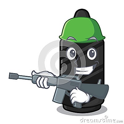 Army black crayon in a cartoon wallet Vector Illustration