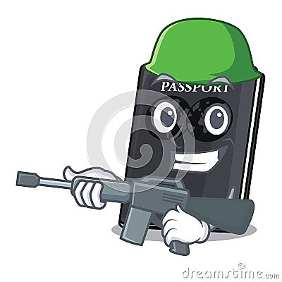 Army black passport in a cartoon bag Vector Illustration