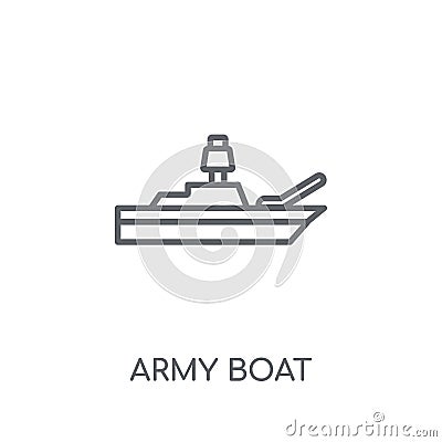 army boat linear icon. Modern outline army boat logo concept on Vector Illustration