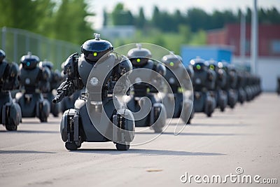 army bots marching in formation Stock Photo