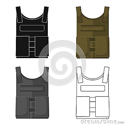 Army bulletproof vest icon in cartoon style isolated on white background. Military and army symbol stock vector Vector Illustration