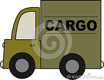 Army Cargo Truck Cartoon Illustration