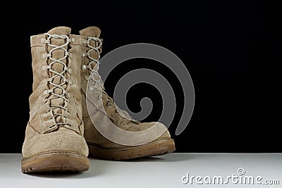 Army Combat Boots - Angle Stock Photo