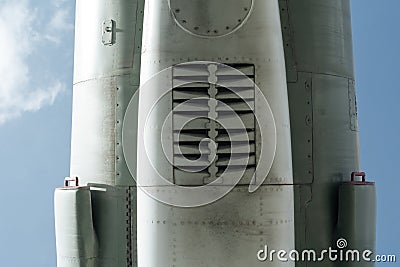 Army combat fighter bomber jet plane, close-up Stock Photo