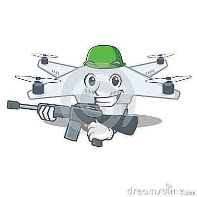 Army drone with in the mascot Vector Illustration