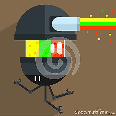 Army Drone Robot Character Vector Illustration