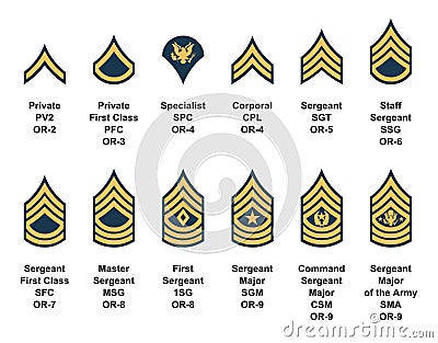 Army Enlisted Rank Insignia Stock Vector - Image: 58421245