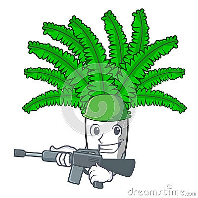 Army fern frond frame decoration on cartoon Vector Illustration