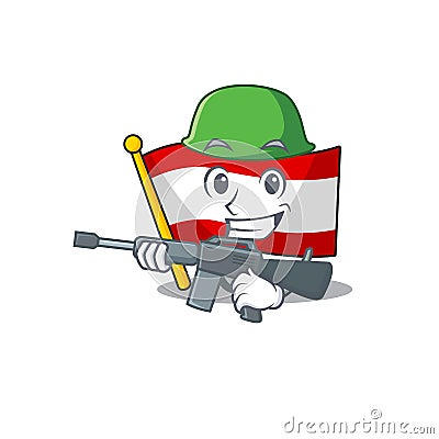 Army flag austria isolated with the mascot Vector Illustration