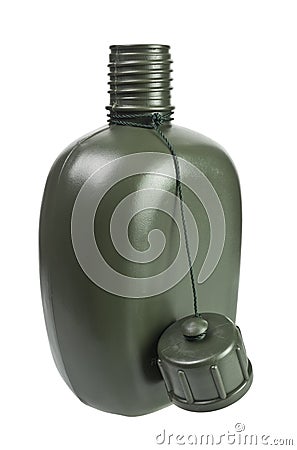 Army green plastic canteen Stock Photo