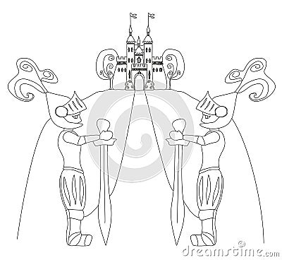 Army guarding castle Vector Illustration