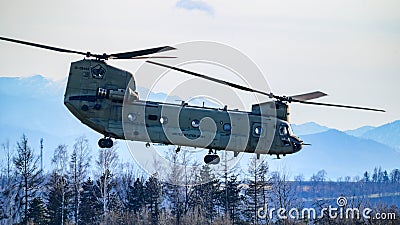 Army helicopter at linz airport Editorial Stock Photo