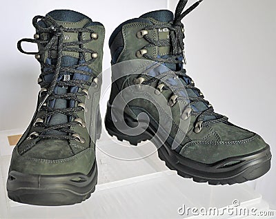 Army hiking alpine boots for adventurous trips Editorial Stock Photo