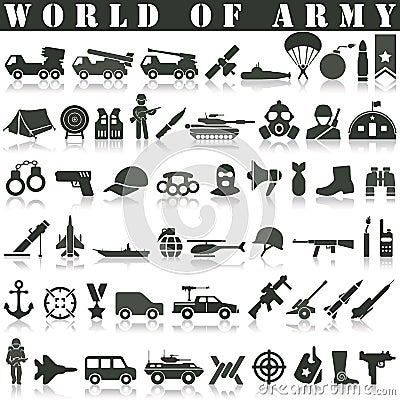 Army Icons Set. Vector Illustration