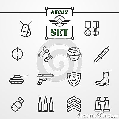 Army icons set Stock Photo