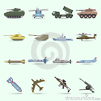 Army Icons Set Vector Illustration