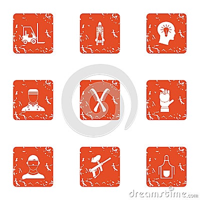 Army medicine icons set, grunge style Vector Illustration