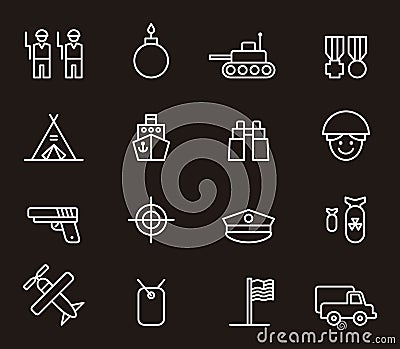 Army and military icons Vector Illustration