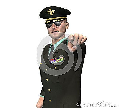 Army officer / general pointing Stock Photo