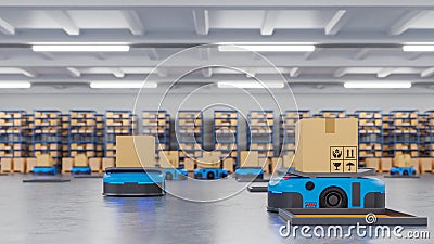 An army of robots efficiently sorting hundreds of parcels per hour(Automated guided vehicle) AGV Stock Photo