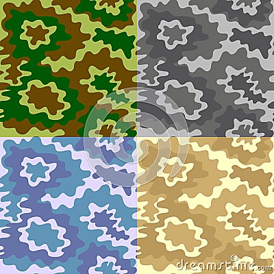 Army Soldier Camouflage Background Pattern Set. Vector Vector Illustration