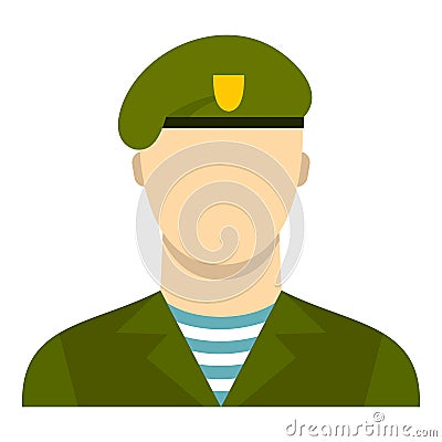 Army soldier icon, flat style Vector Illustration