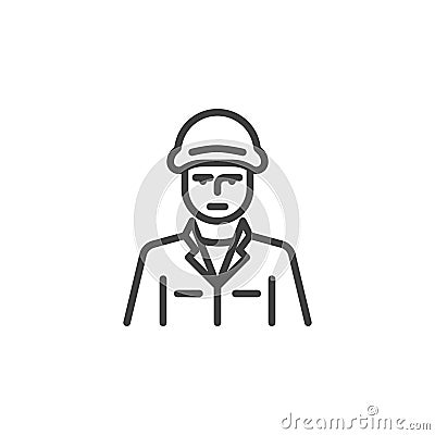 Army soldier line icon Vector Illustration