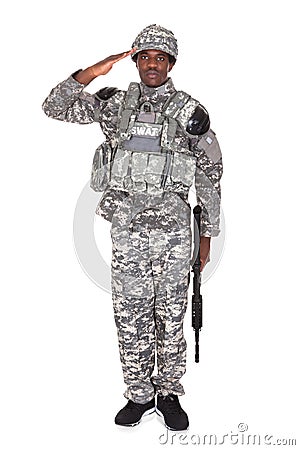 Army Soldier Saluting Stock Photo