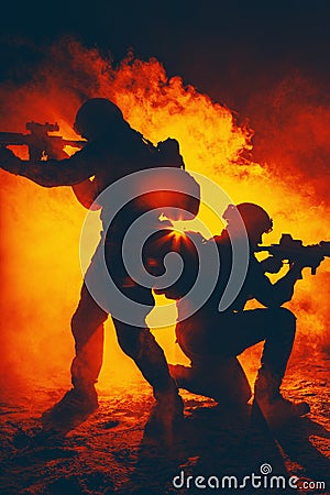 Army soldiers attacking Stock Photo