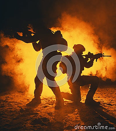 Army soldiers attacking Stock Photo