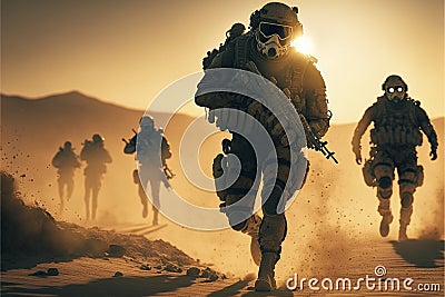 Army Special Forces Running Stock Photo