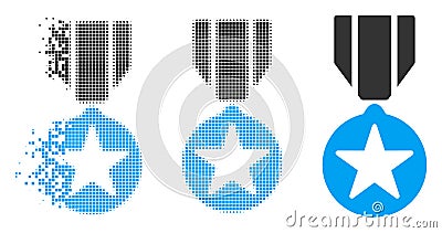 Damaged Dot Halftone Army Star Award Icon Vector Illustration