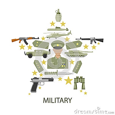 Army Star Composition Vector Illustration