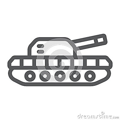 Army tank line icon, army and force, armature sign, vector graphics, a linear pattern on a white background. Vector Illustration