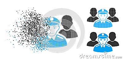 Broken Dotted Halftone Army Team Icon with Face Vector Illustration