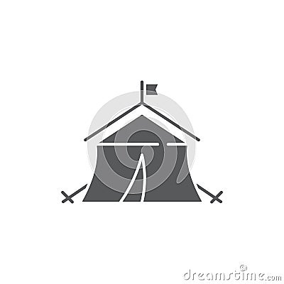 Army tent vector icon symbol isolated on white background Vector Illustration
