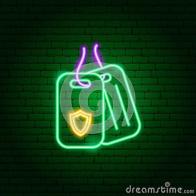 Army Token Neon Sign Vector Illustration