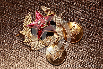 Army USSR. Buttons and cockade Stock Photo