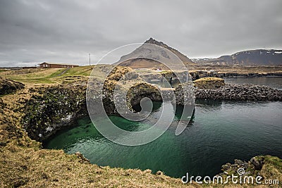 Arnarstapi coast and fishing village Iceland Editorial Stock Photo