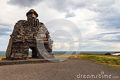 View of the Bardar Saga Snaefellsass Statue, Arnarstapi, Iceland Editorial Stock Photo